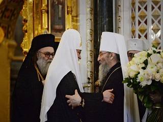 Предстоятель УПЦ поздравил Патриарха Кирилла с 13-летием интронизации